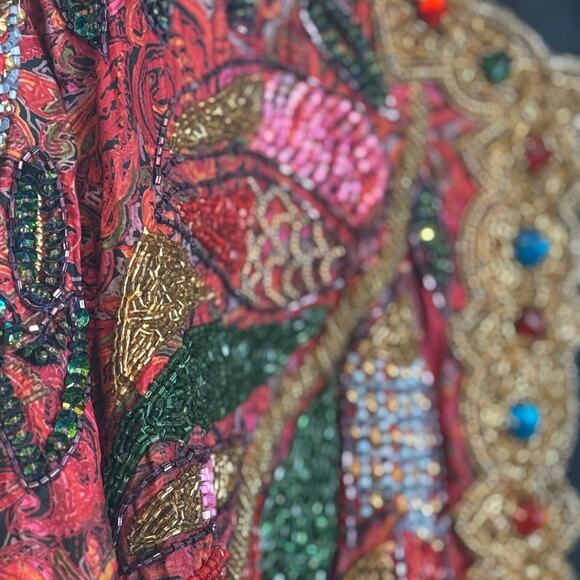 Vtg 90s Precious Moments Silk Beaded Jacket XL Y2K Ravecore Fairycore Boho - Picture 9 of 16